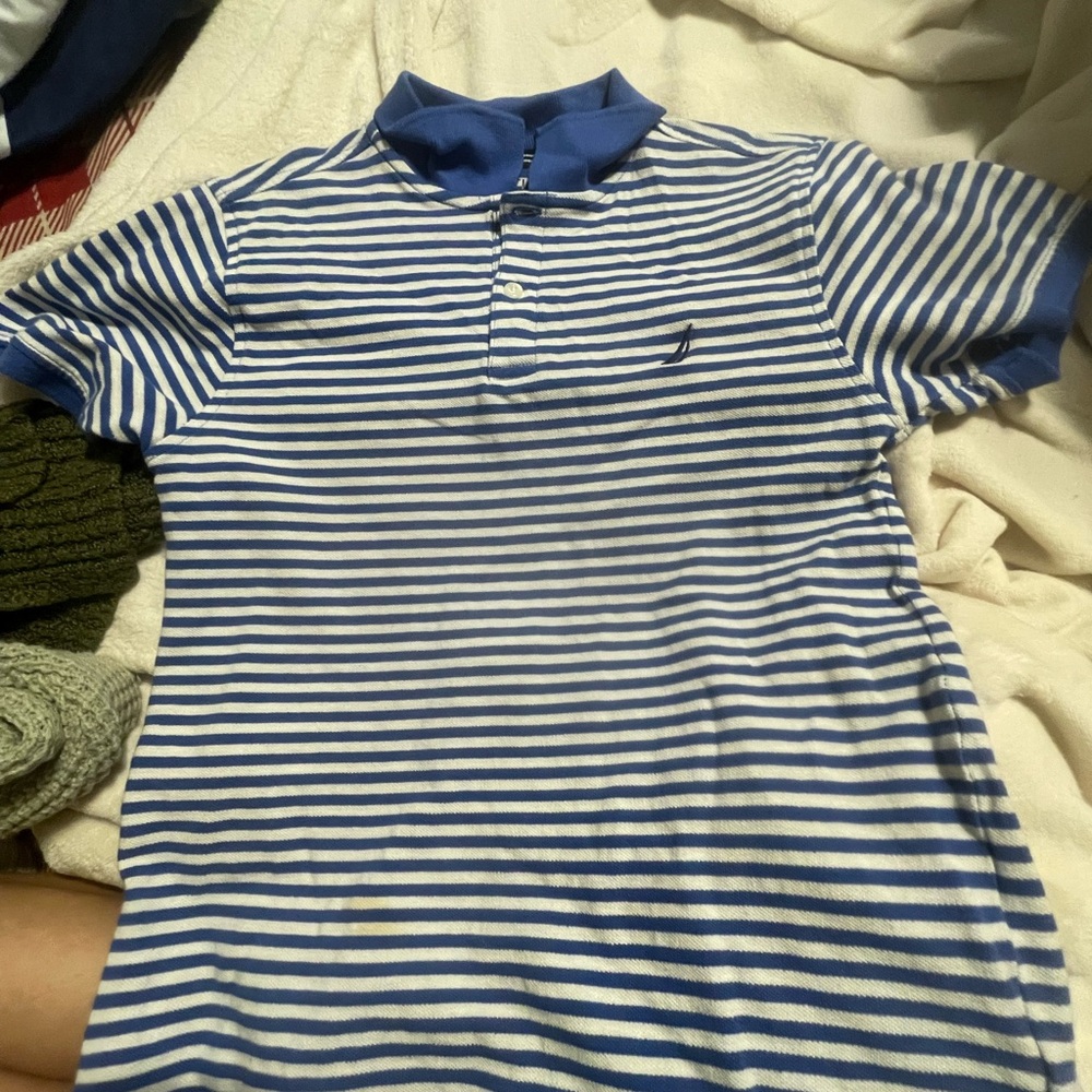 Nautica Classic Blue and White Polo